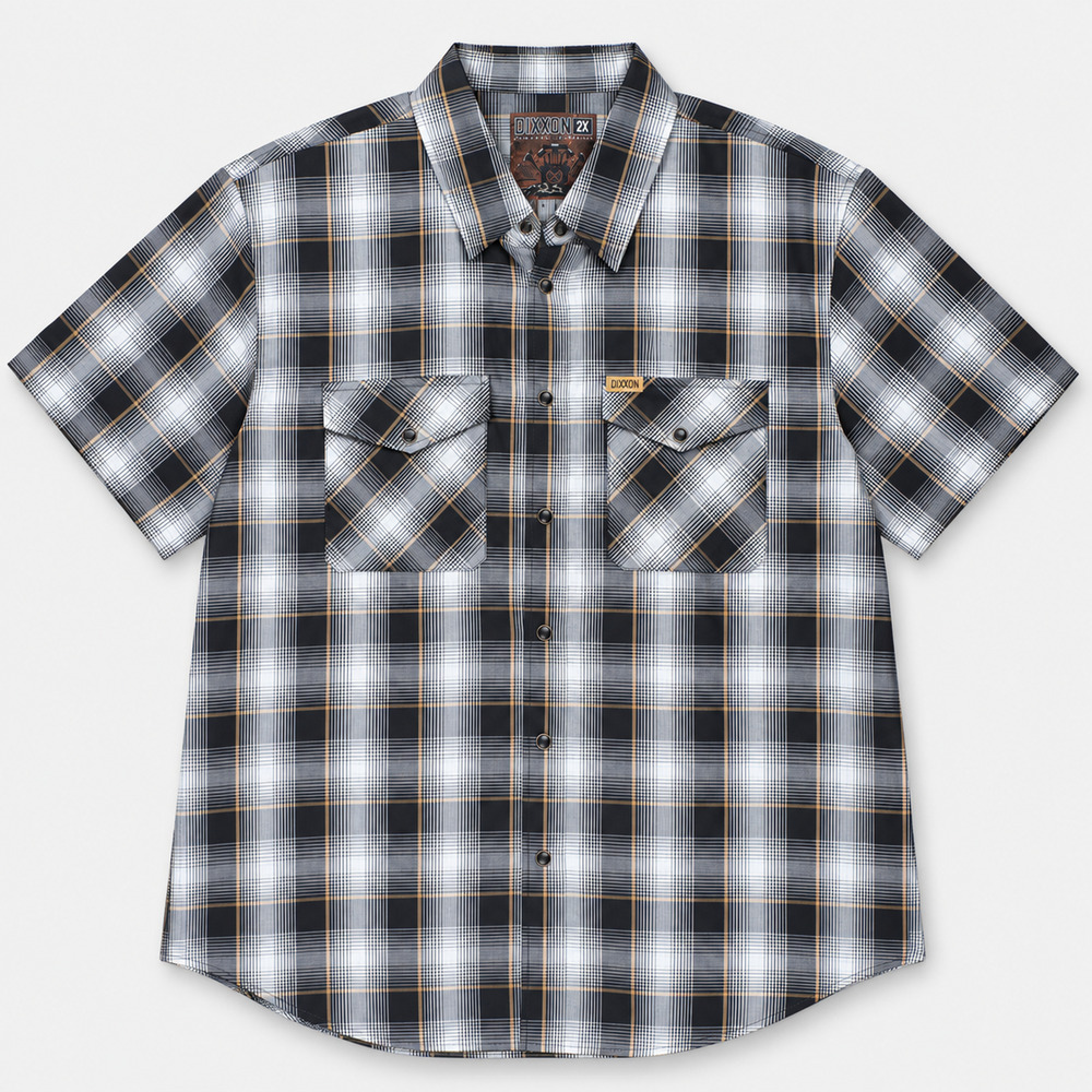 Dixxon Plaid Flannel Shirt Mens 2X Black White Short Sleeve Button Up NWT